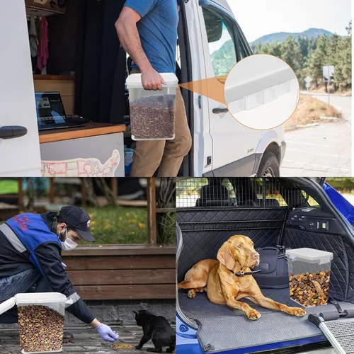 Miniatura 9 de Contenedor de almacenamiento de alimentos para perros y gatos de 5 a 10 libras con cuchara, recipiente hermético para comida para gatos, contenedor