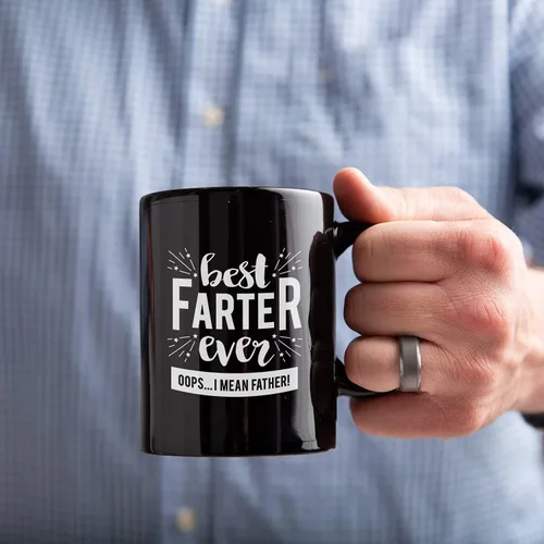 Miniatura 5 de Canopy Street Taza con texto en inglés "Best Farter Father Ever", taza de café negra de 15 onzas para papás, regalo divertido para el Día del Padre