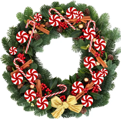Miniatura 5 de WILLBOND 48 piezas de ornamentos de bastones de caramelo de Navidad, guirnaldas de bastones de caramelo de plástico para colgar en el árbol