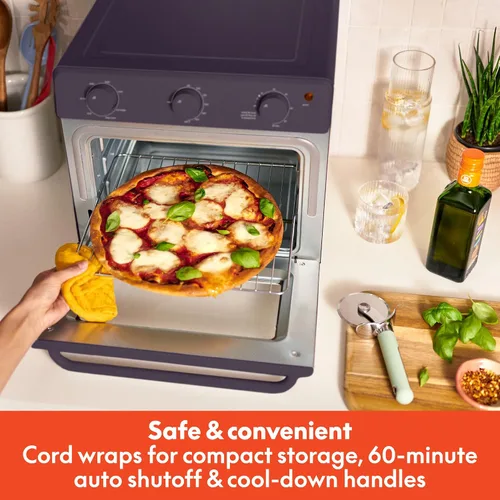 Miniatura 7 de Horno tostador Air Fry bella, 7 opciones de cocción preestablecidas, bandejas revestidas EverGood aptas para lavavajillas incluidas, apagado Ciruela