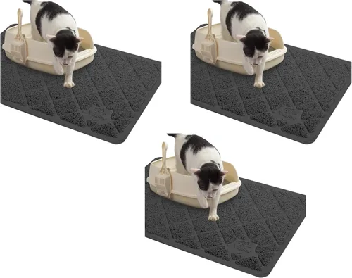 Miniatura 13 de Niubya Tapete de arena para gatos de alta calidad, tapete para caja de arena con respaldo antideslizante e impermeable, tapete atrapa arena suave