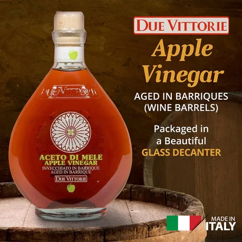 Miniatura 2 de Due Vittorie Vinagre de manzana Vinagre de sidra de manzana crudo fácil de beber envejecido en barriles de vino de barrica, vinagre gourmet