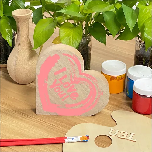 Miniatura 3 de Paquete de 4 carteles de corazón de madera gruesa de 8 pulgadas para manualidades, bloque de madera de fibropanel de densidad media sin terminar