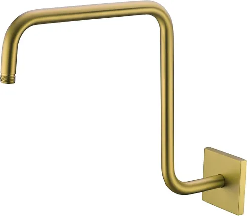 Miniatura 21 de Brazo de ducha de cuello de cisne de 16 pulgadas, extensión de cabezal de ducha dorado con brida única, conexión estándar de 1/2 pulgada Brida