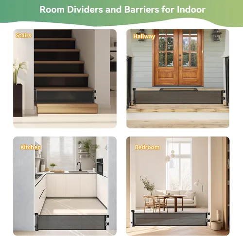 Miniatura 5 de Puerta corta para perro, puertas retráctiles para perros de 14 pulgadas de alto, puerta retráctil de malla para mascotas, extendida hasta 55