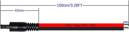 Miniatura 3 de Cable de alimentación de CC, cable de alimentación de 14 AWG CC de 0.217 in x 0.083 in macho a cable desnudo, cable de reparación de cable