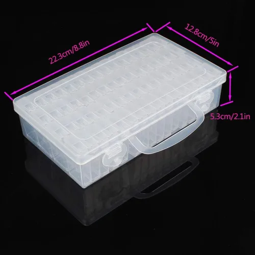 Miniatura 4 de Eiito Cajas de almacenamiento de accesorios de pintura de diamantes, cuentas de bordado de diamantes 5D, kits de arte contenedor (64 rejillas)