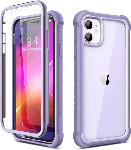 Miniatura 9 de Dexnor Funda para iPhone 11 con protector de pantalla, transparente, resistente 360, protección de cuerpo completo, a prueba de golpes, parte