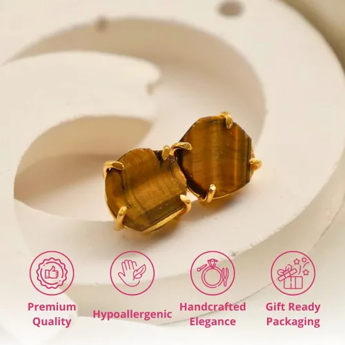 Miniatura 31 de Gempires Natural Raw Prong Setting Stud Earrings, 8-10 mm Crystals Earring, Handmade Jewelry, Gift for Her