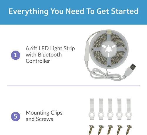 Miniatura 4 de CLEANLIFE TrueColor - Tira LED inteligente – Cinta USB de 6.6 ft con control Bluetooth – Controlada por aplicación y programable – Blanco cálido a