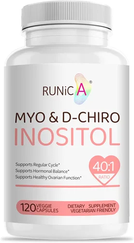 Myo-inositol y D-Chiro Inositol (proporción 40:1) - Apoya el equilibrio hormonal, la fertilidad y la salud ovárica - 120 cápsulas veganas, paquete
