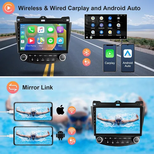 Miniatura 5 de Estéreo 4Core+64G para Honda Accord 2003-2007 con Carplay Android Auto Mirror Link-10.1 pulgadas Pantalla táctil Radio de coche, GPS Bluetooth WiFi