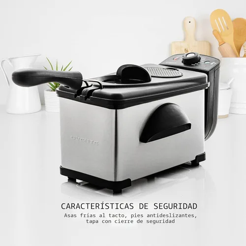 Miniatura 8 de Freidora eléctrica OVENTE de 2 litros de capacidad, 1500 vatios, tapa con ventana de visualización y filtro de olores, temperatura ajustable