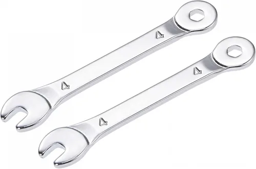 uxcell Llave combinada fina con extremo de 6 puntos desplazados y extremo abierto en ángulo, espejo métrico, acero de alto carbono chapado en cromo,