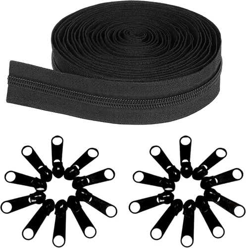 The Yard Bulk - Cremalleras de nailon #8, 360 pulgadas, 10 yardas, rollo de cremallera a granel con 20 piezas para coser y manualidades, bolsas