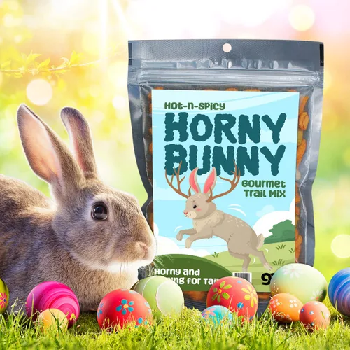 Miniatura 2 de Horny Bunny - Mezcla de aperitivos picantes, mezcla gourmet de frutos secos con varios aperitivos crujientes, divertido relleno de cesta de Pascua