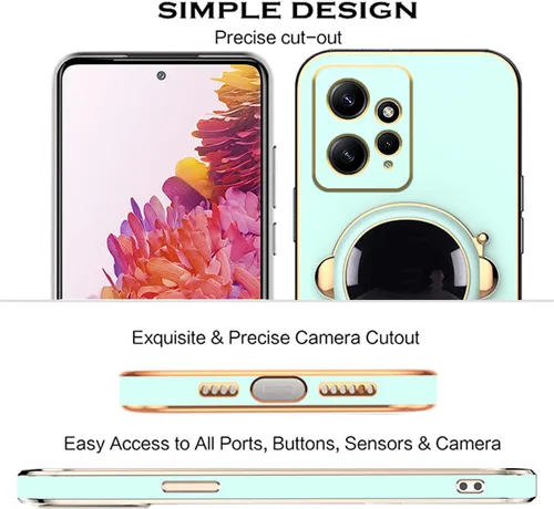 Miniatura 5 de Compatible con Redmi Note 12 4G Funda con chapado creativo de astronauta de dibujos animados rosa, para Redmi Note 12 4G, funda de teléfono de Verde