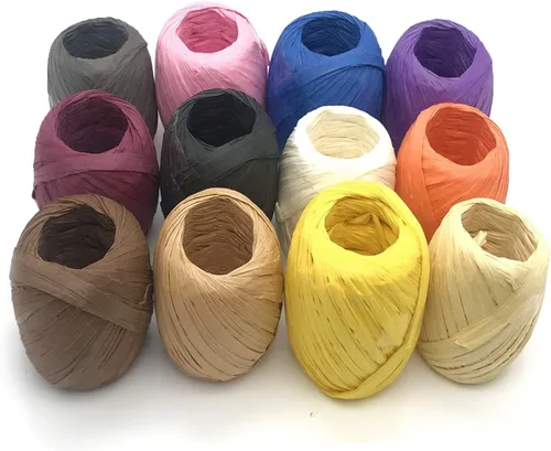 Miniatura 2 de 12 rollos de cinta de rafia, cuerda de rafia de 787 pies para Navidad, día de San Valentín, fiesta, regalos, envoltura, ramos de floristería