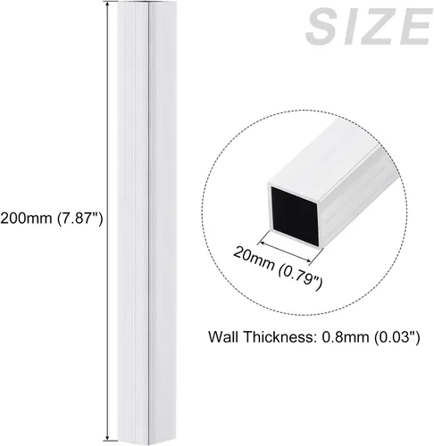 Miniatura 2 de METALLIXITY Tubo cuadrado de aluminio (0.787 in x 0.787 in x 0.031 in x 7.874 in) 3 piezas, tubo de aluminio 6063 - para muebles del hogar