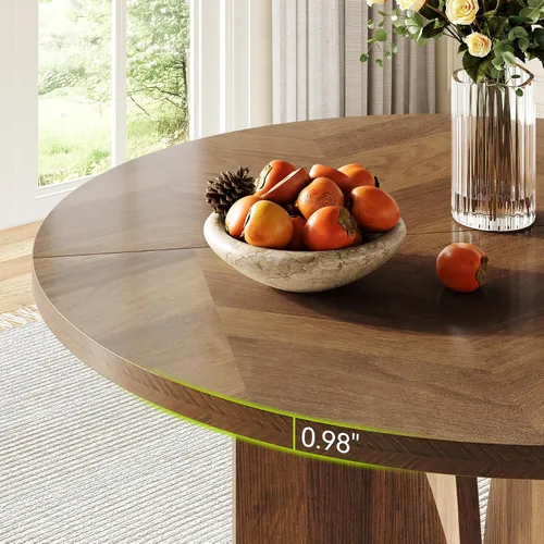 Miniatura 4 de LITTLE TREE Mesa de comedor redonda de 39 pulgadas para 4, mesa de cocina rústica con pedestal estable en forma de X, mesa de comedor