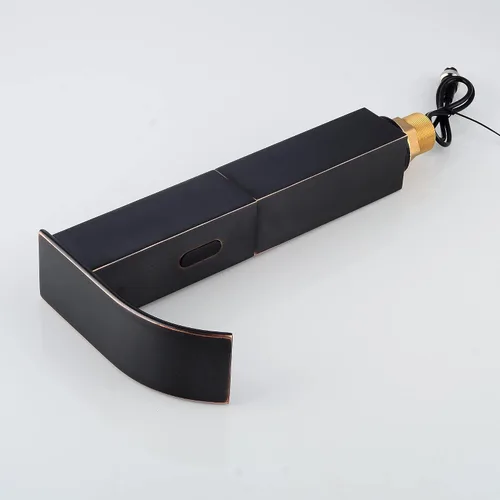 Miniatura 4 de Grifo de lavabo de baño sin contacto con sensor automático, color negro mate, grifo de lavabo, manos libres, cascada con caja de control y mezclador
