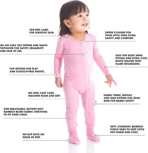 Miniatura 3 de KicKee Pants - Mameluco estampado con cremallera y pies cubiertos para niños y niñas
