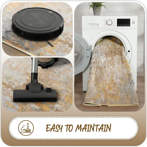 Miniatura 4 de Tapete de entrada de 2 x 3 pulgadas, color dorado beige, para entrada interior, 24 x 36 pulgadas, lavable y pequeño, para suelo de cocina, entrada