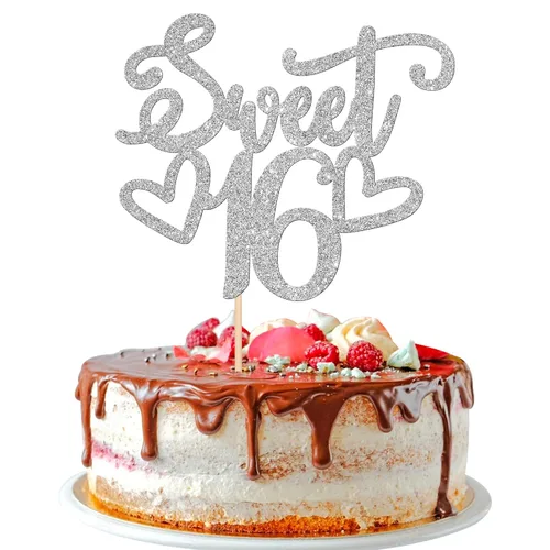 Miniatura 18 de 24 piezas de decoraciones para cupcakes de 16 cumpleaños con purpurina, ¡Hola 16! Dulces 16 desde 2008, púas para cupcakes de 16 años para celebrar