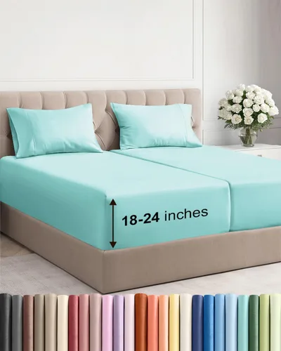 Sábanas King divididas con bolsillos extra profundos, sábanas transpirables y refrescantes de 5 piezas, sábanas de lujo para hotel, suaves, sin 22 -