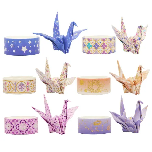 Miniatura 8 de YUBBAEX Galaxy - Juego de cinta adhesiva Washi con estrellas púrpuras decorativas, cinta adhesiva de lámina plateada y dorada para arte, Noche