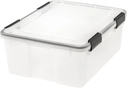 Miniatura 11 de IRIS USA - Contenedor organizador de plástico hermético para almacenamiento, 46.6 cuartos de capacidad, con tapa duradera, sello y hebillas