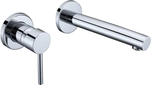 sumerain Grifo de baño de montaje en pared para zurdos de una sola manija en cromo