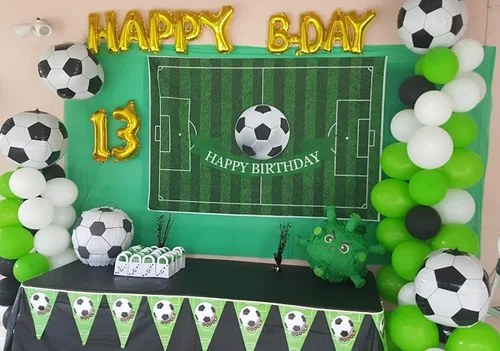 Miniatura 3 de Telón de fondo de fútbol de 5 x 3 pies para fiesta de cumpleaños, para fotografía, fútbol, deporte, cumpleaños, papel tapiz fotográfico