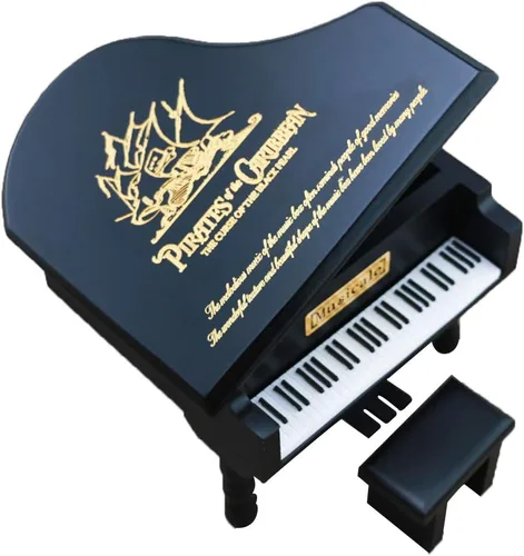 Miniatura 4 de Beauty and The Beast - Caja musical de piano de madera grabada, regalo musical, juega La bella y la bestia, color negro