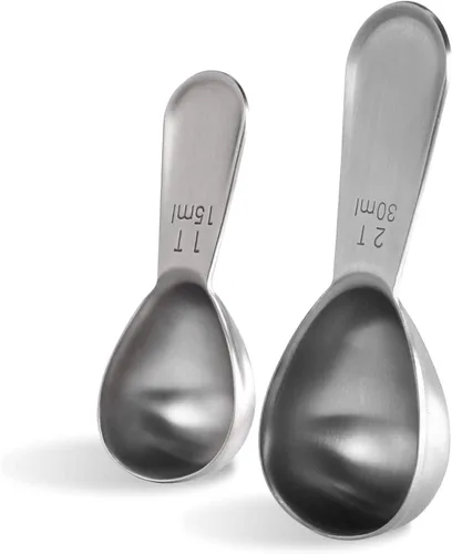 Cuchara de café: U-Taste de acero inoxidable 18/8, cuchara medidora de café de 1 cucharada y 2 cucharadas, cuchara medidora de mango corto para café