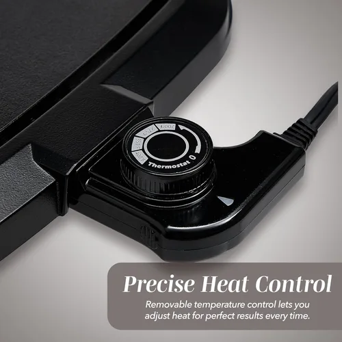 Miniatura 6 de COOK WITH COLOR Plancha eléctrica de 1200 W, superficie antiadherente para panqueques, hamburguesas, huevos y más, control de temperatura extraíble