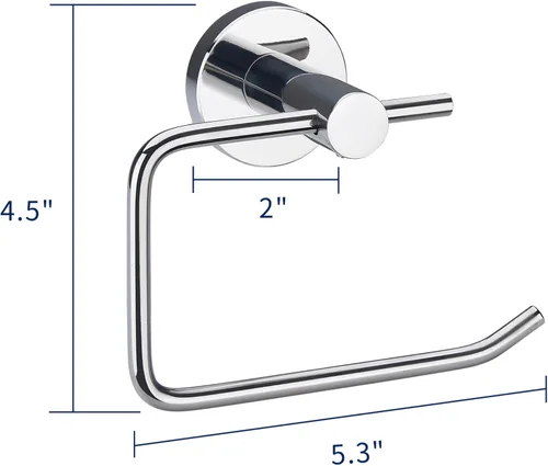 Miniatura 2 de Soporte de papel higiénico cromado montado en la pared, soporte de rollo de papel higiénico ajustable de acero inoxidable SUS304 para baño, cocina