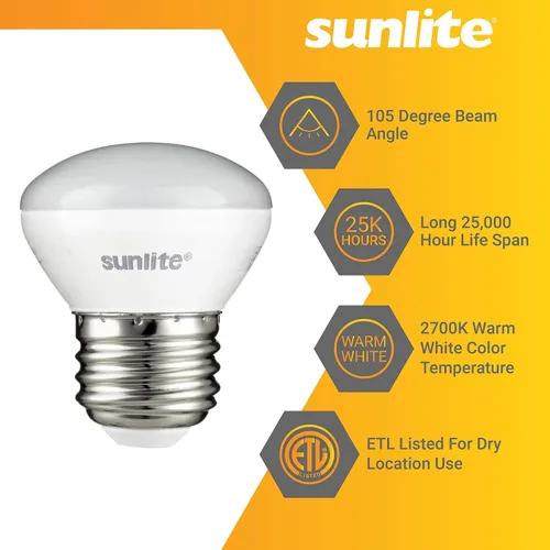 Miniatura 3 de Bombillas LED Sunlite R14 de luz de inundación mini, 4 vatios (equivalente a 25W), 250 lúmenes, base mediana (E26), regulables, listadas por ETL