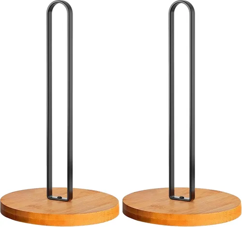 TONLEA Toallero de madera para encimera, soporte para toallas de cocina con base antideslizante para baño, color negro, 2 unidades
