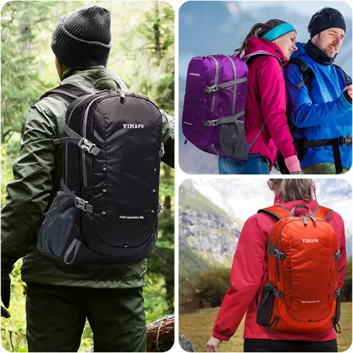 Miniatura 6 de Mochila ligera plegable de 40 litros, mochila de viaje plegable de nailon Ripstop, mochila de senderismo plegable para exteriores (morado)