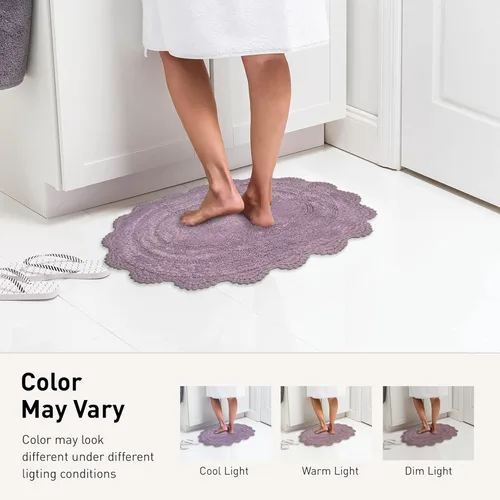 Miniatura 6 de Chardin home Alfombra de baño de ganchillo lavanda, 100% algodón redondo con borde de ganchillo artesanal hecho a mano, 24 pulgadas de diámetro