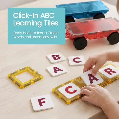 Miniatura 4 de Playmags - Azulejos magnéticos para niños – Juego de construcción con imanes de 100 piezas para niños pequeños de 1 a 5 años Juguete Stem