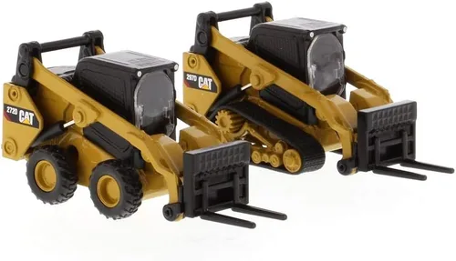 Miniatura 10 de Diecast Masters Cargador de minicargadora Caterpillar 272D2 a escala 1:64 y accesorios de fijación de riel compacto 297D2, equipo de construcción