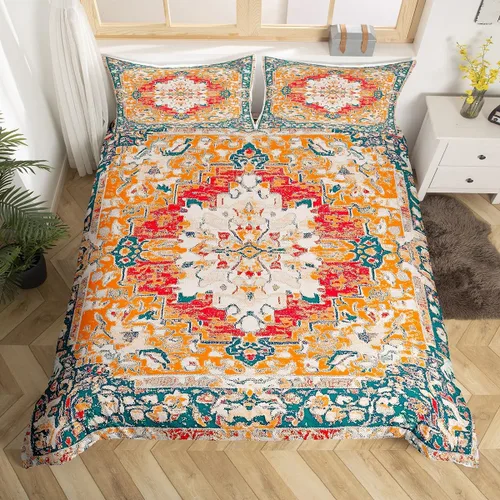 Miniatura 8 de Erosebridal Funda de edredón floral exótica tamaño Queen, juego de ropa de cama bohemio, funda de edredón tribal exótica floral bohemia, flores