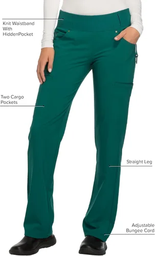 Miniatura 2 de Cherokee Pantalones Médicos para Mujeres de Tiro Medio Pierna Recta Pantalones de Uniforme Médico para Mujeres sin Cierre con 6 Bolsillos