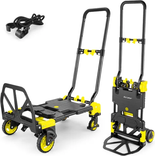 Miniatura 13 de Carretilla de Mano Plegable de 330LB Carretilla de Transporte, Carretillas de Mano de Servicio Pesado Combinación de 4 Ruedas y 2 Ruedas Carrito