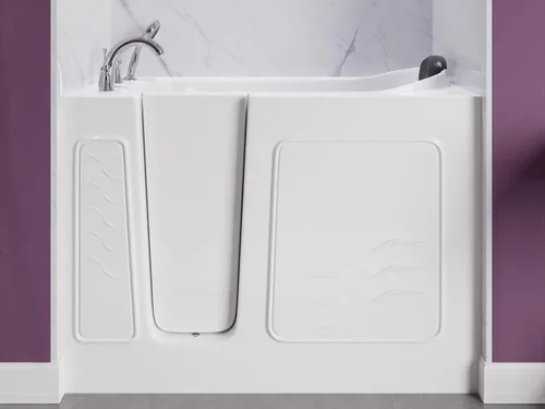 Miniatura 4 de ANZZI Bañera de 53 x 26 pulgadas con llenado rápido, cabezal de ducha de 60 pulgadas, fácil entrada, sello hermético, almohada para la cabeza, 2653