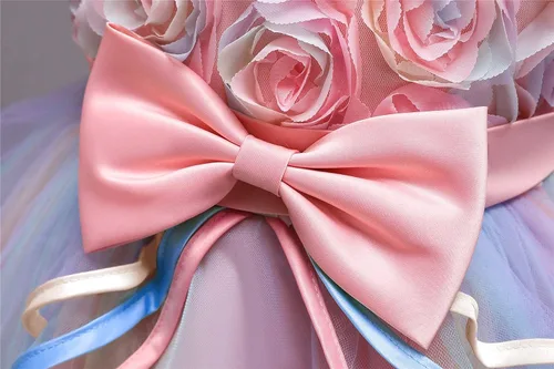 Miniatura 5 de HNXDYY Vestido de baile formal de princesa con encaje para niña de flores