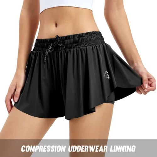 Miniatura 2 de Pantalones cortos de mariposa fluidos para mujer atléticos gimnasio entrenamiento correr Kiki Kona pantalones cortos cómodos de verano