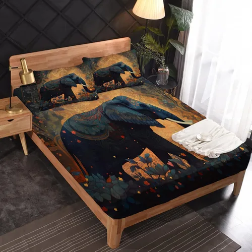 Miniatura 33 de Juego de sábanas de tamaño King, sábanas de conejo, sábanas de microfibra y fundas de almohada de 4 piezas, juego de sábanas con estampado colorido